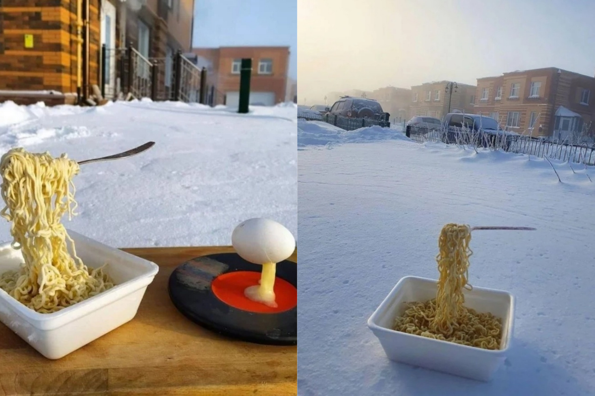 ▲西伯利亞的網友利用有趣的方式，來呈現零下40度有多寒冷。（圖／翻攝自《香港經濟日報》 ） 