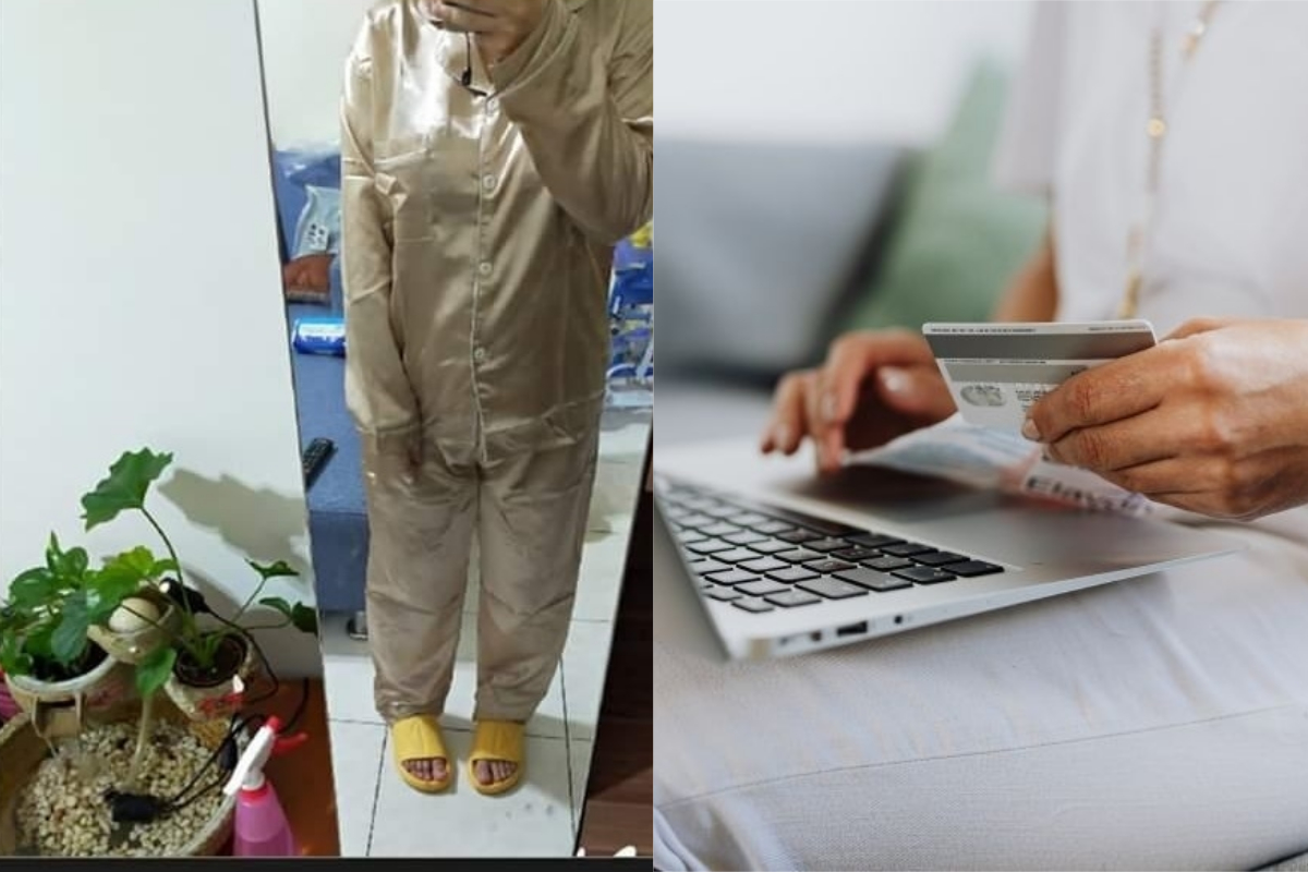 ▲有網友在網路上購買絲質睡衣，試穿後卻發現超母湯。（示意圖／翻攝自《爆廢二社》及《pexels》 ）