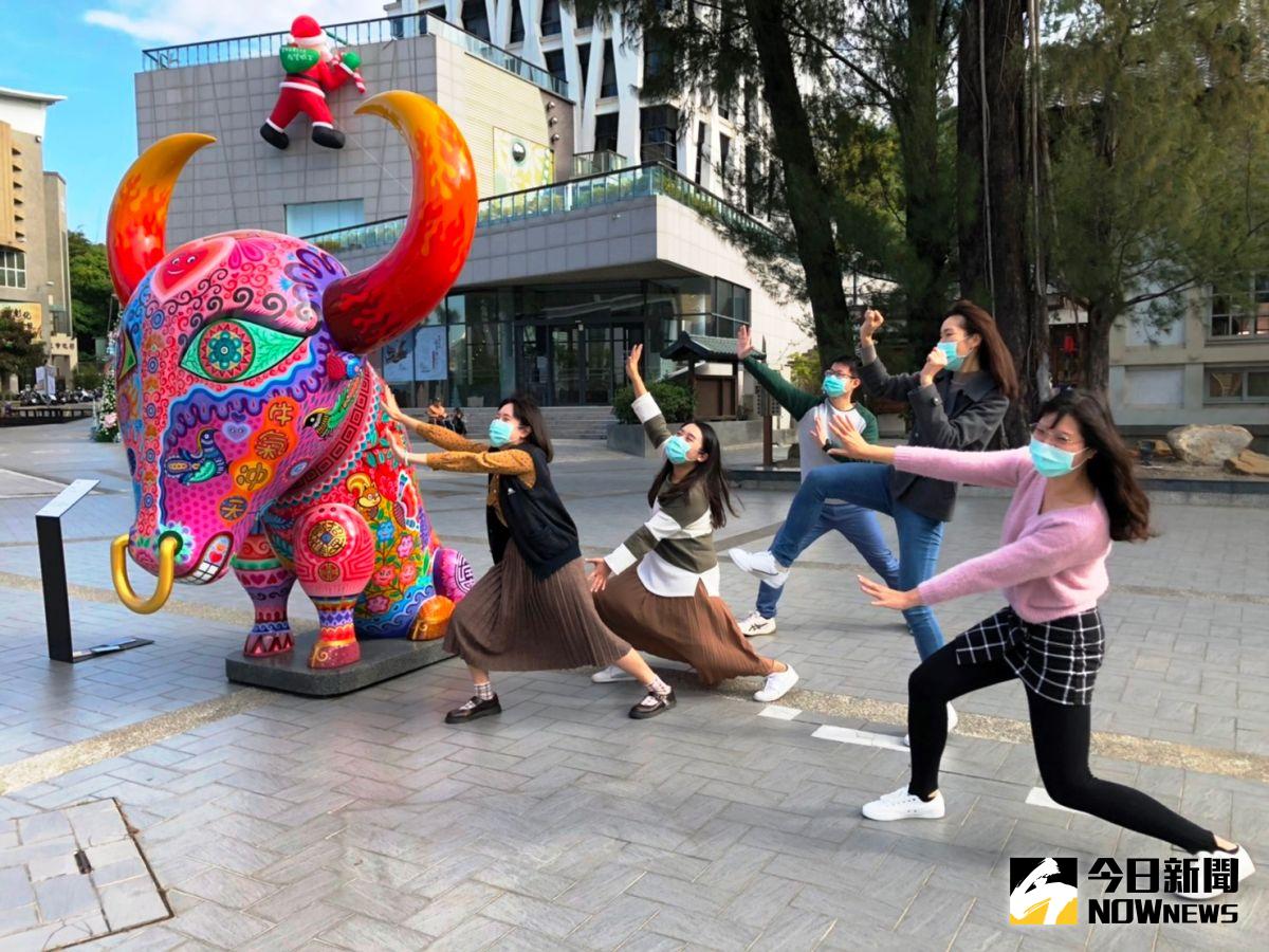 ▲彰化縣政府特別邀請洪易製作二件牛的公共藝術作品，邀請大家一起牛轉新運。（圖／記者陳雅芳攝，2021.01.08）