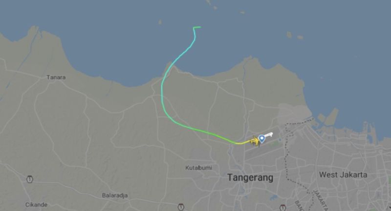 ▲三佛齊航空的SJ-182班機起飛後不久就在爪哇海上空失聯。（圖／翻攝自Flightradar24）