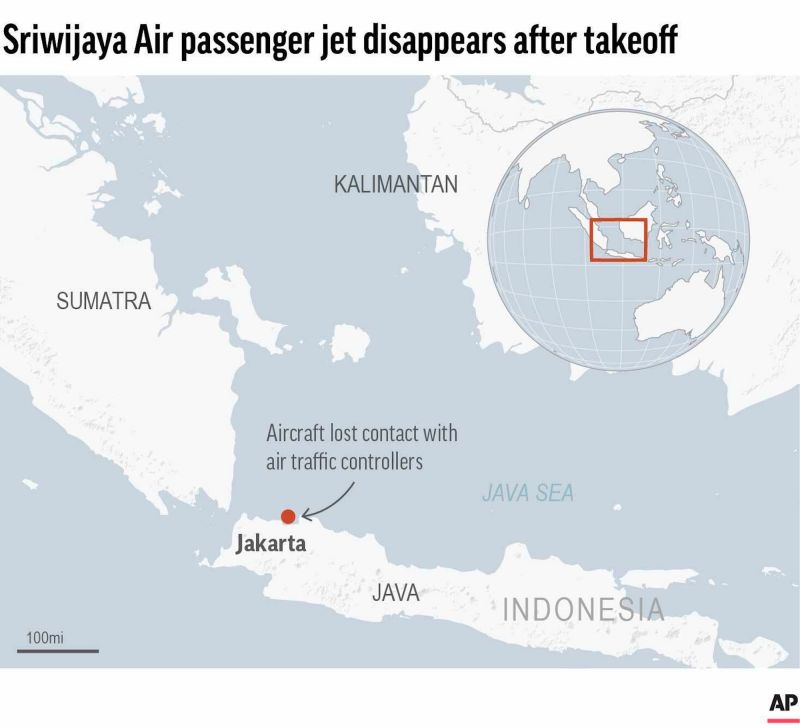 ▲印尼一架廉價航空客運9日下午起飛後不久即失聯，當地官員證實飛機已墜毀，相關搜救、打撈作業正在進行。（圖／美聯社／達志影像）