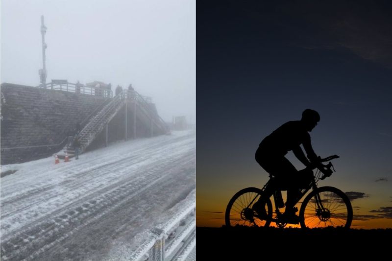 ▲有國中生騎單車衝上合歡山，和同學直達武嶺拍照賞雪。（示意圖／翻攝自《合歡山賞雪機動社團》及《pexels》 ）