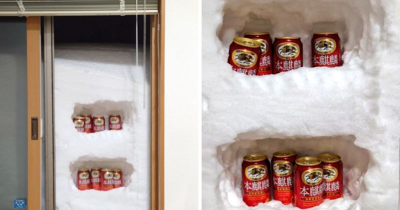▲日本的網友趁著這個時機開始打造專屬的「戶外啤酒冷凍庫」。（圖／取自推特@no_name_20xx)