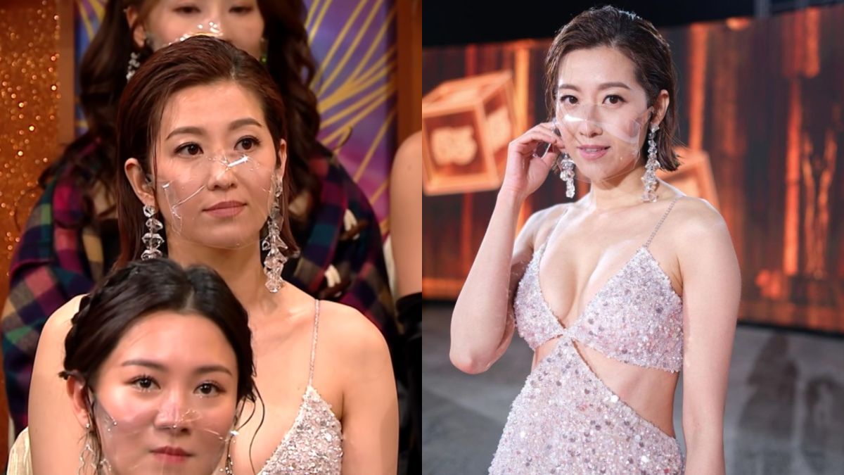 ▲陳自瑤在頒獎典禮上面癱詮釋「眼神死」，網友讚爆。（圖／TVB YouTube、陳自瑤IG）