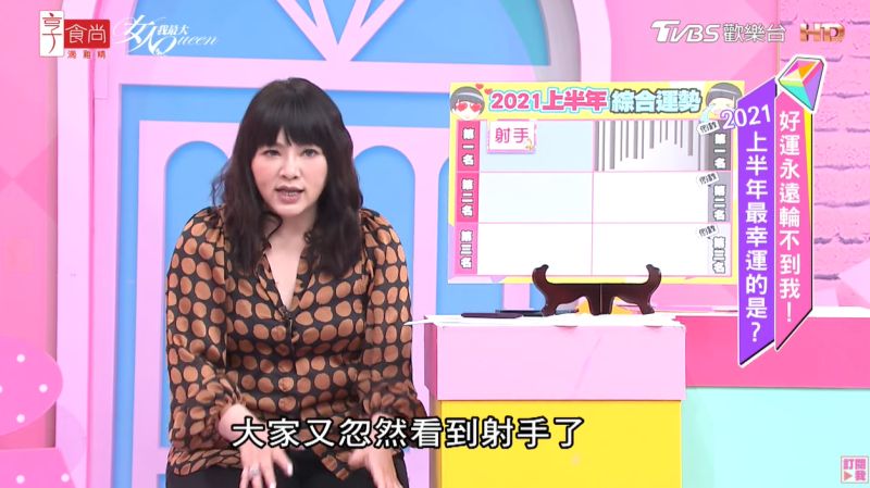 ▲唐綺陽公布今年上半年最好運星座排行。(圖/女人我最大YouTube)