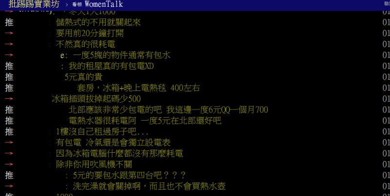 ▲大多數網友認為耗電兇手就是儲熱式電熱水器。(圖/翻攝PTT)