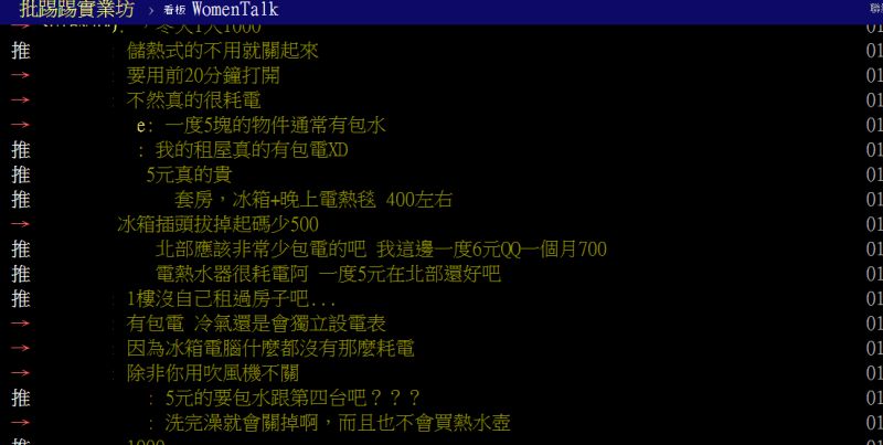 ▲大多數網友認為耗電兇手就是儲熱式電熱水器。（圖／翻攝PTT）