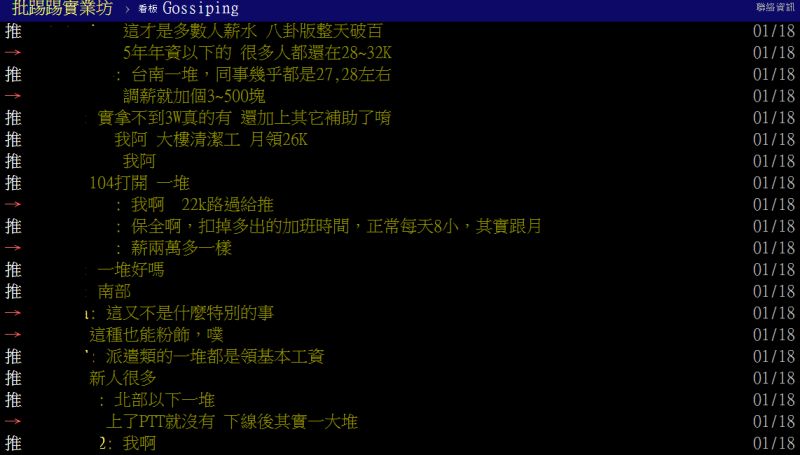 ▲不少網友分享自身經歷，認為不到三萬月薪的工作占了大宗。（圖／翻攝PTT）