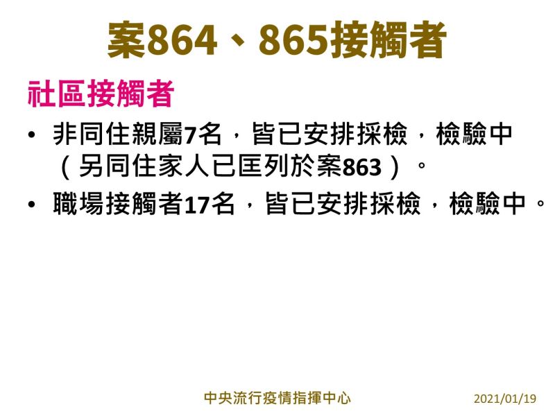 ▲指揮中心公布部桃院內群聚感染，相關接觸者採檢結果。(圖／指揮中心提供)