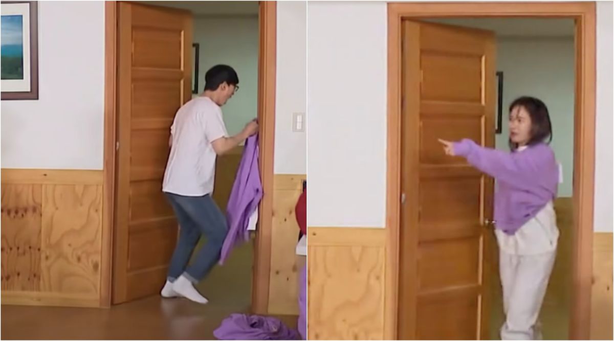 ▲劉在錫（左）節目中不小心看到宋智孝換衣服。（圖／Running Man YouTube）