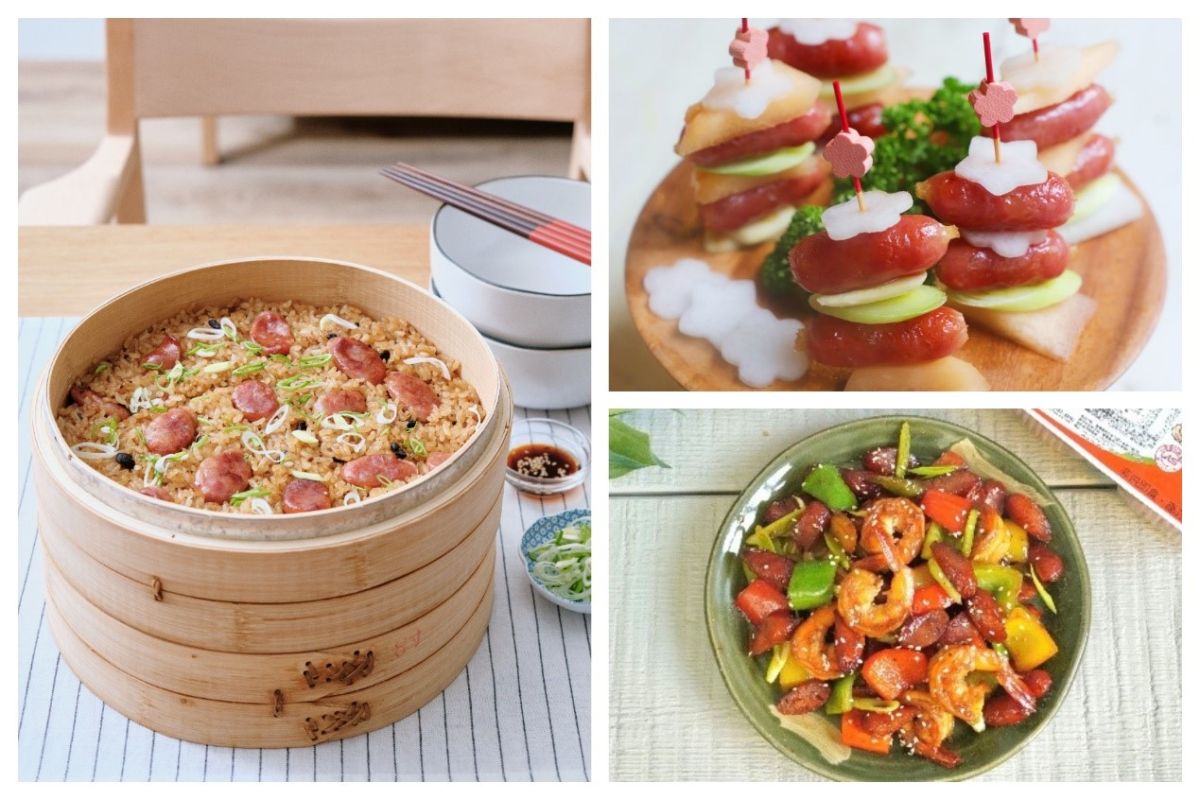 ▲運用小巧思與創意，國民美食香腸也能搖身一變成年菜亮點！（圖/ FB 布魯家的開心廚房、俏媽咪潔思米＆家政煮廚金基師）