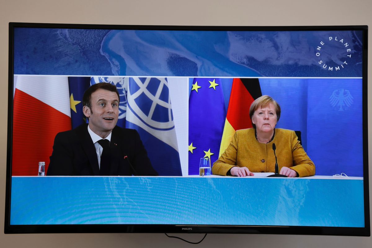 ▲德國總理梅克爾、法國總統馬克宏相繼向新就職的美國總統拜登（Joe Biden）致意。（圖／美聯社／達志影像）