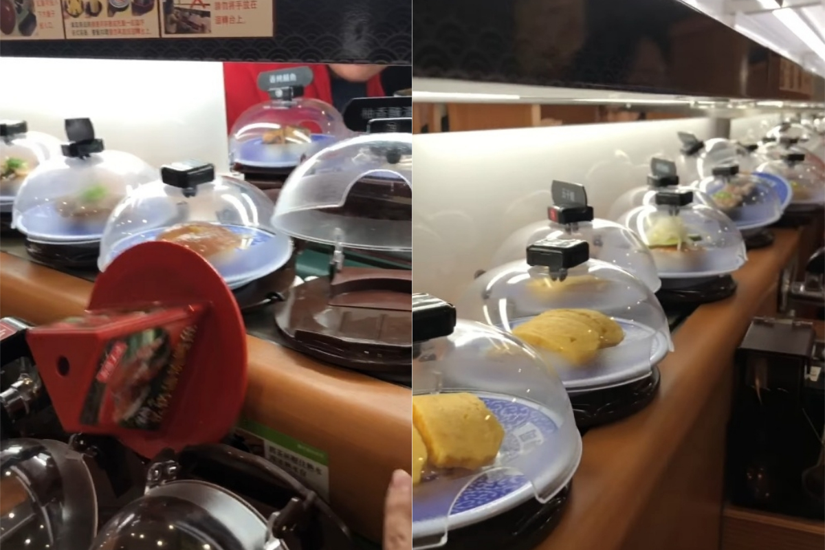 ▲有網友去吃迴轉壽司時，竟遇到餐盤「連環車禍」，讓他相當傻眼。（圖／翻攝自《爆怨公社》 ） 