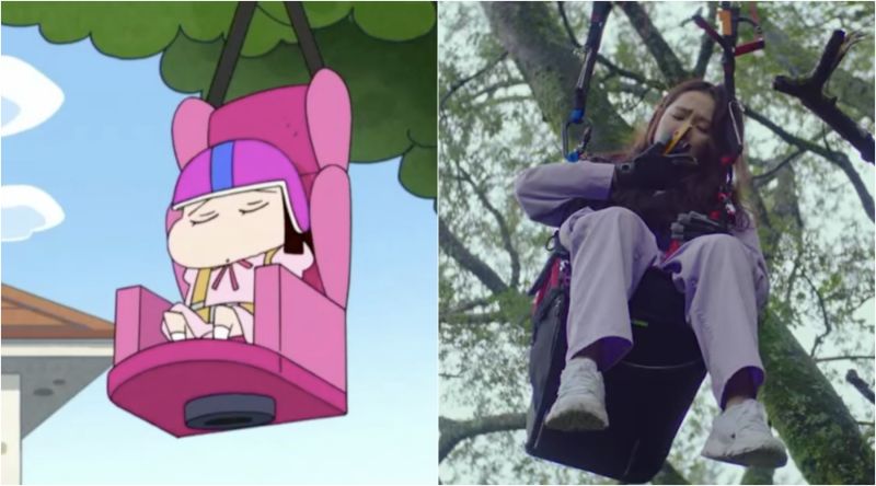▲▼小愛(上圖左)迫降到正男家,被小新接住。(圖/翻攝Netflix、朝日電視台)
