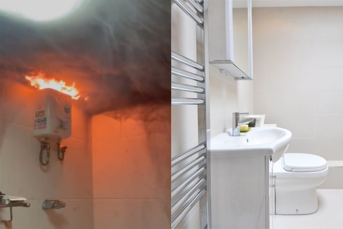 ▲有網友在租屋處時，突然聽到浴室傳出怪聲響，沒想到是熱水器燒了起來。（示意圖／翻攝自《爆廢公社二館》及《pixabay》 ）