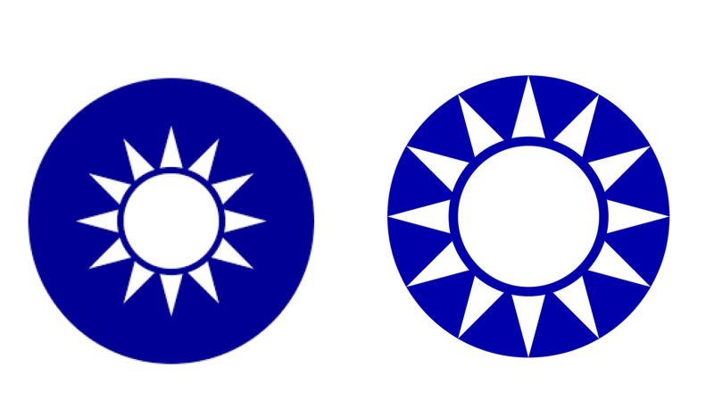 ▲中華民國國徽和國民黨黨徽，一直以來被外界認為非常雷同，左為國徽、右為黨徽。（圖／NOWnews影像中心）