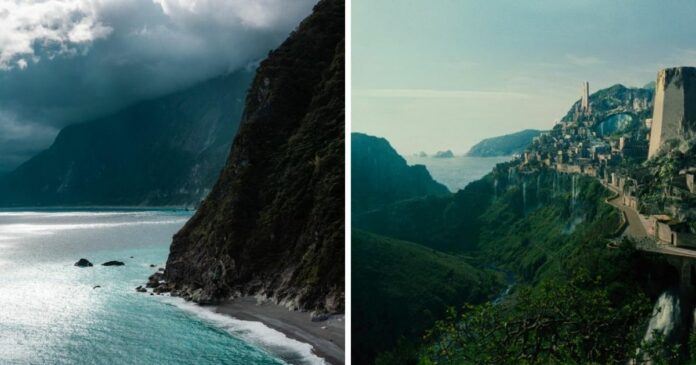▲The photograph of Qingshui Cliffs in Taiwan bore a resemblance to Wonder Woman’s “Themyscira”. (Photos courtesy of Trevin Blount/Screengrab from “Wonder Woman” Trailer)