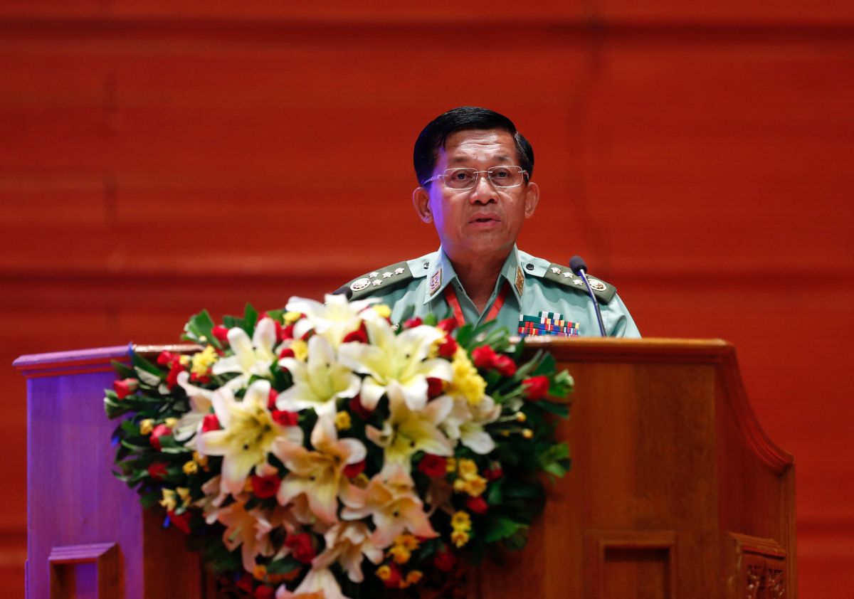 ▲中國外交部表示，中方支持東協以東協方式妥善處理緬甸問題，在東協框架下落實「五點共識」。圖為緬甸軍政府領導人敏昂萊。（圖／美聯社／達志影像）