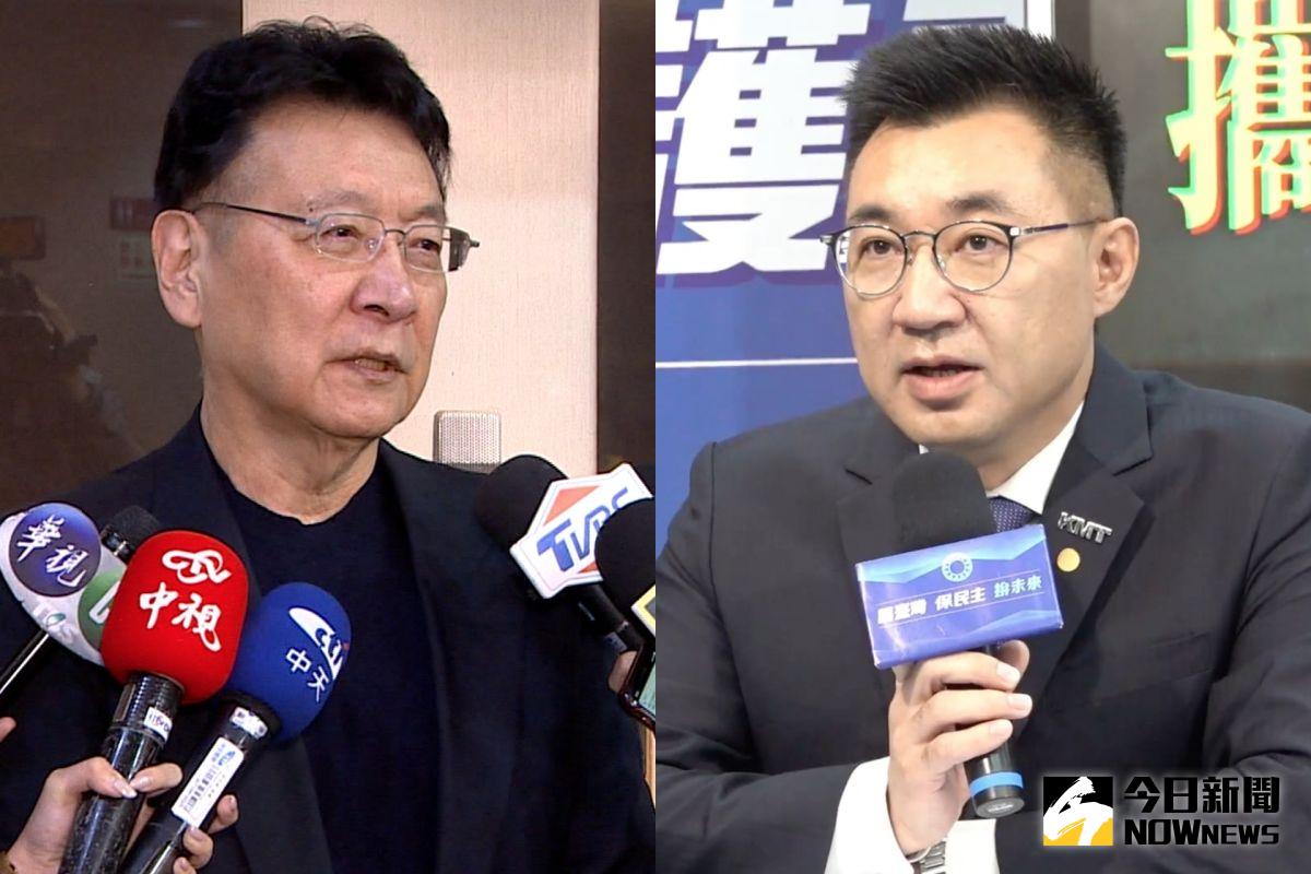 ▲針對國民黨主席江啟臣（右）宣布爭取連任黨主席，並欲成為黨內的「造王者」，中廣董事長趙少康（左）發表聲明表示，樂觀其成且預祝江啟臣「造王成功」。（圖／NOWnews資料照片）