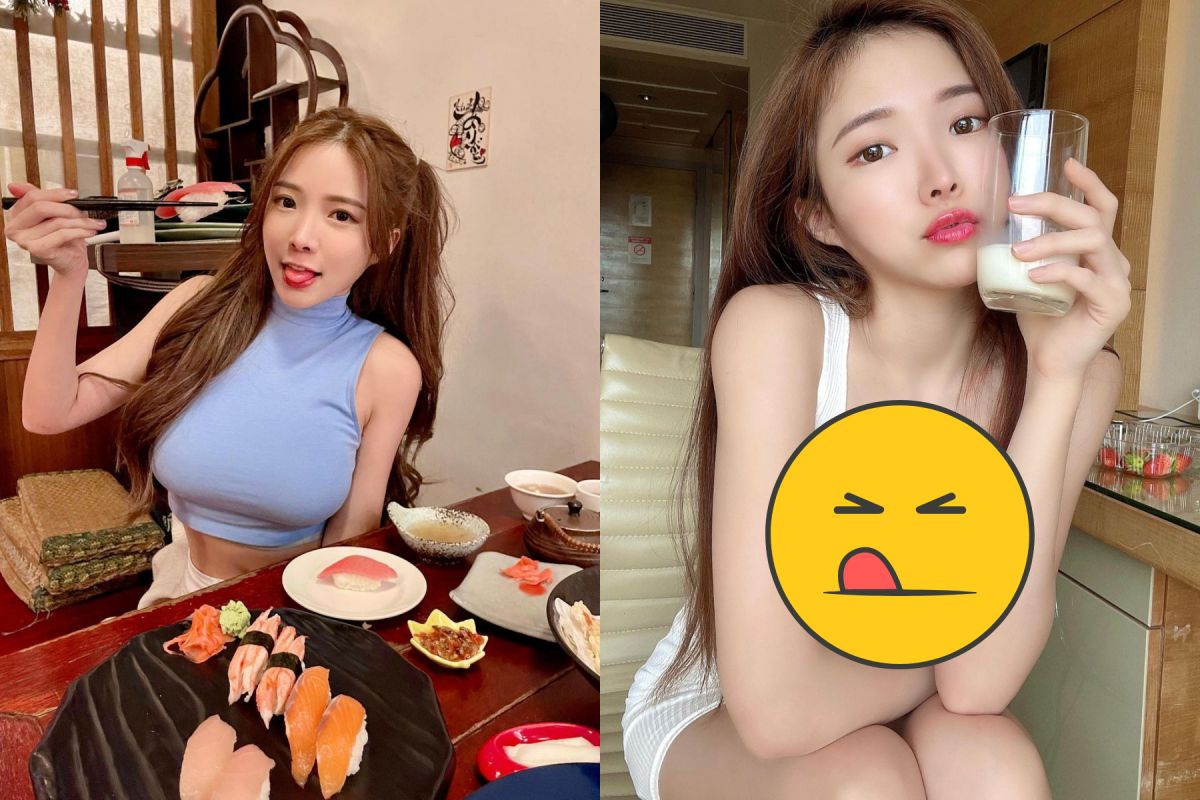 ▲藍星蕾胸前扣子被撐爆。（圖／藍星蕾 IG） 

 