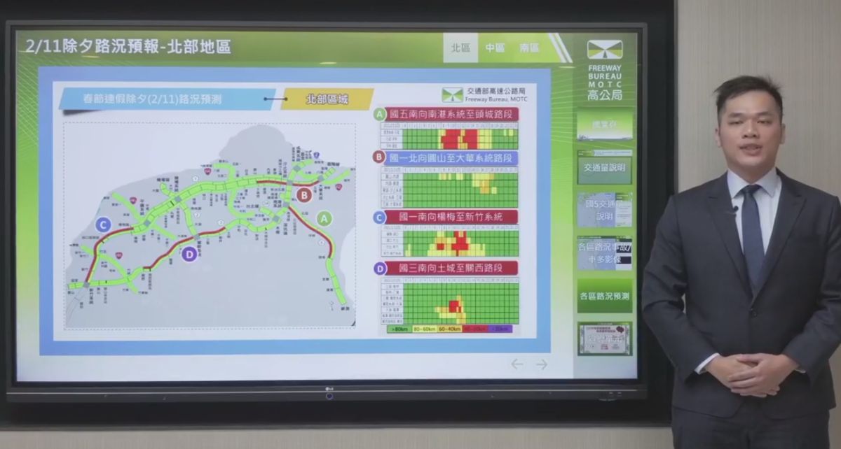 ▲國道路況預報員指出，除夕國3南向土城至關西都有車多壅塞情況，狀況直至晚上才會紓解。（圖／擷取自臉書：高速小飛力）
