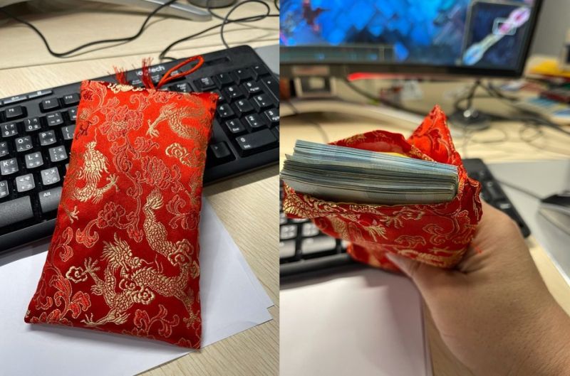 ▲網友分享自己去別人公司尾牙，卻收到一包超級大的紅包。（圖／PTT）