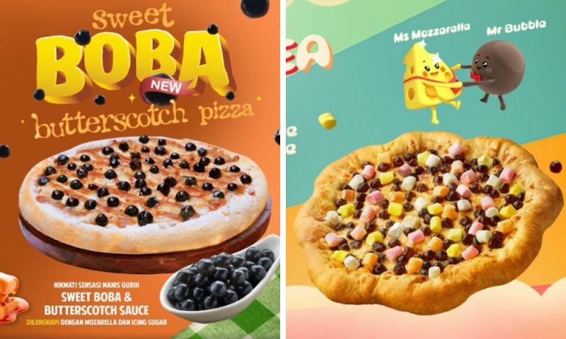 ▲連鎖披薩店《達美樂》和《必勝客》近期分別在印尼和新加坡推出珍珠口味披薩，引發網友討論。（圖／翻攝自官方臉書）
