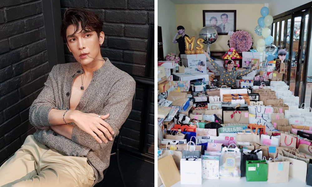 ▲泰國男神Mew Suppasit21日生日，他分享自己收到粉絲們準備的眾多許多禮物。（圖／翻攝自推特）