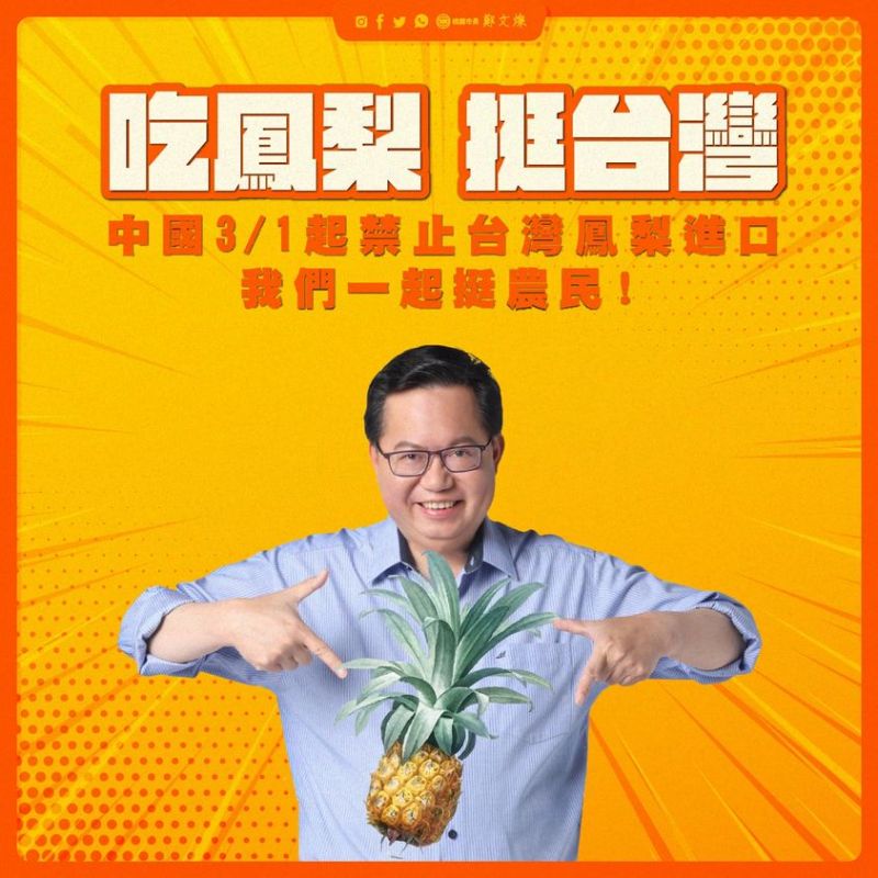中國禁台灣鳳梨進口　綠營縣市首長：用新台幣讓鳳梨下架
