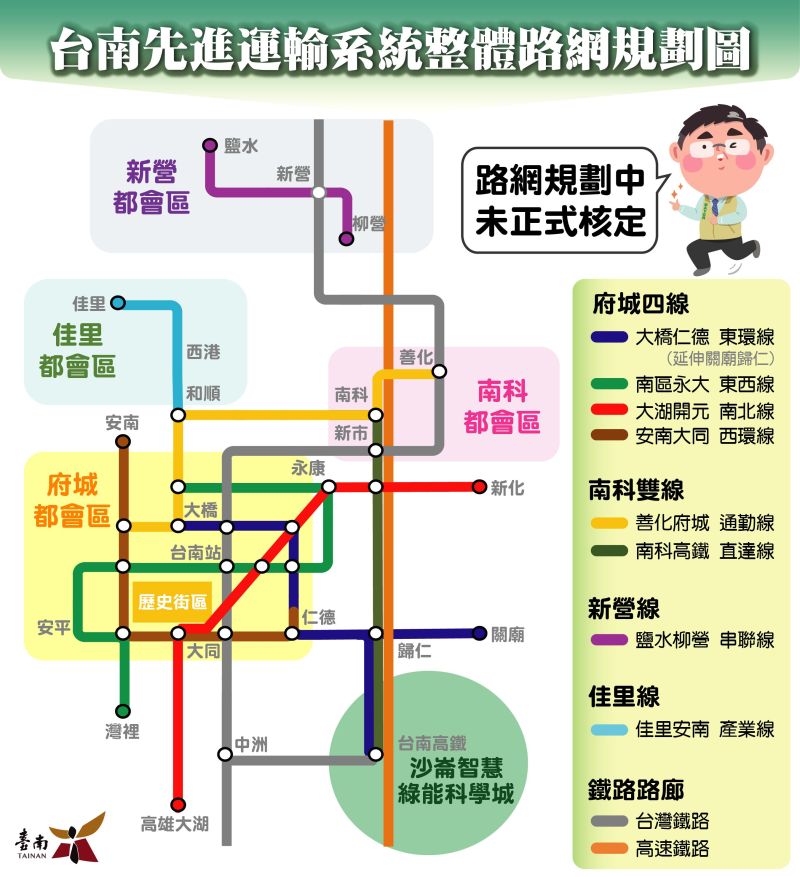 ▲台南先進運輸系統整體路網規畫圖。（圖／台南市政府提供）