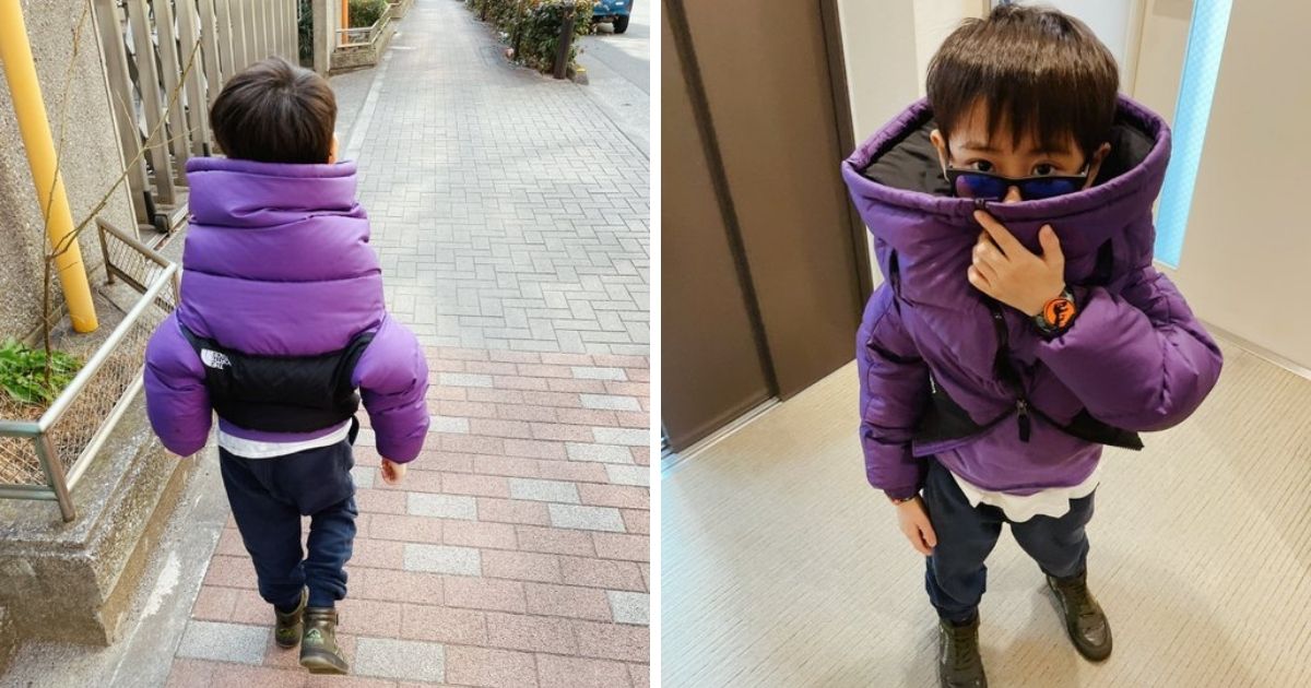 ▲近期一位日本小學生將這普通的穿搭升級成前衛的時尚，吸引世界各地網友的目光。（圖／取自推特@yukicoco4)