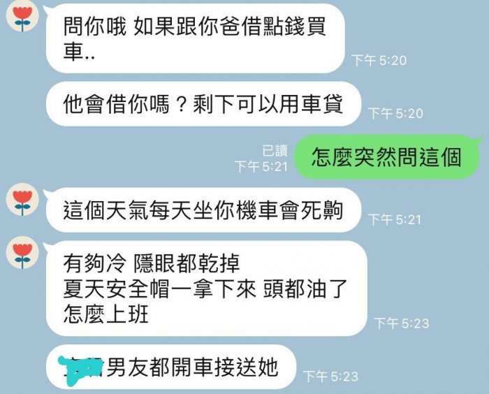 ▲原PO女友希望原PO想買車的原因曝光。(圖/翻攝自網路論壇《Dcard》)