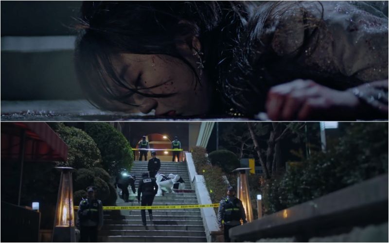 ▲▼劇中,金賢秀(上)被殺害;下集將出現「神祕女」,觀眾猜測是李智雅。(圖/SBS