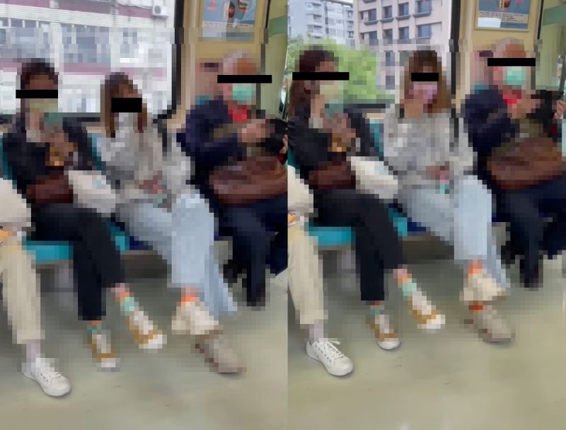 ▲一名阿伯在捷運上用手機看成人影片,豈料疑似是因為耳機沒有接好,讓同車廂的人全都聽得一清二楚。(圖/翻攝自《爆廢1公社》)