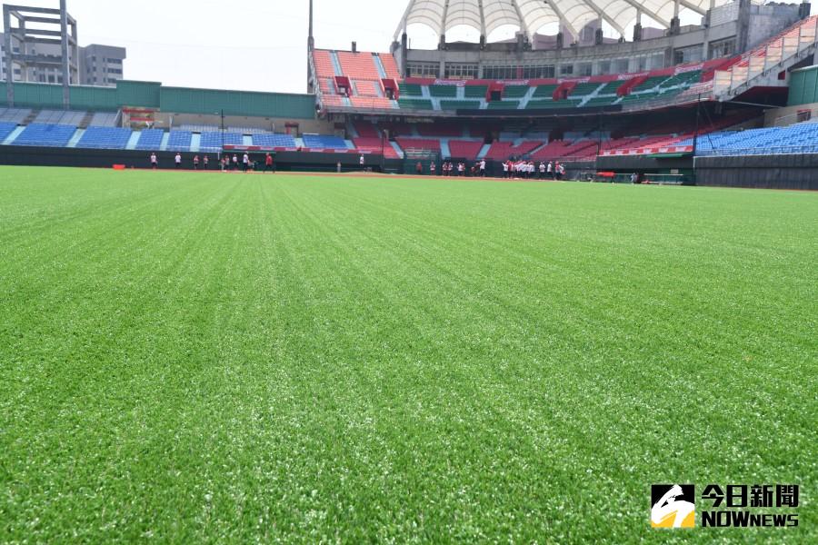 ▲▲味全龍天母主場大翻新，球員穿新戰袍亮相。（圖／林柏年攝）