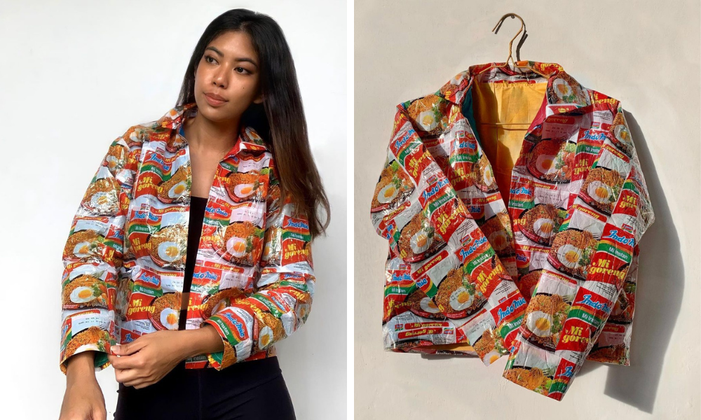 ▲物美價廉的「營多泡麵」是印尼國民美食，不過，在一位熱愛時尚的印尼女孩眼中，營多泡麵的價值可不只是用來吃而已。（圖／翻攝自IG）