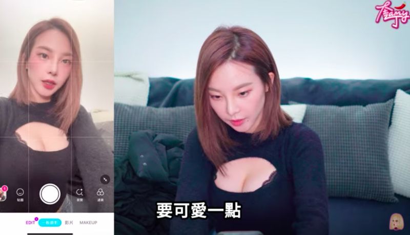 ▲網紅Youtuber奎丁實測「網美許願池」測試,穿上中空露出事業線的衣服,引發討論。(圖/奎丁YT)