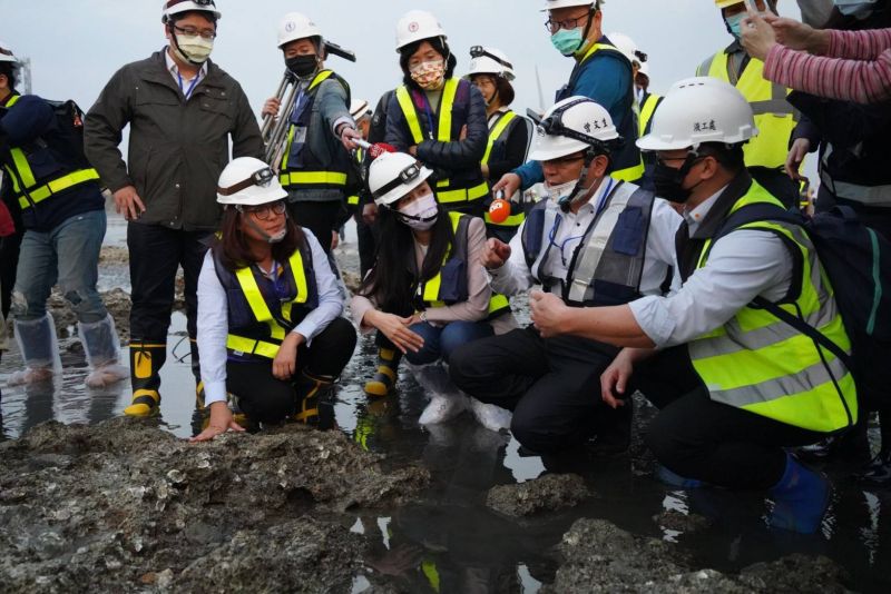 ▲不只國民黨立委下去走在藻礁上,民進黨立委蘇巧慧、黃世杰也都跟著下去,鄭運鵬開炮也打到自己人。(圖/國民黨團提供)