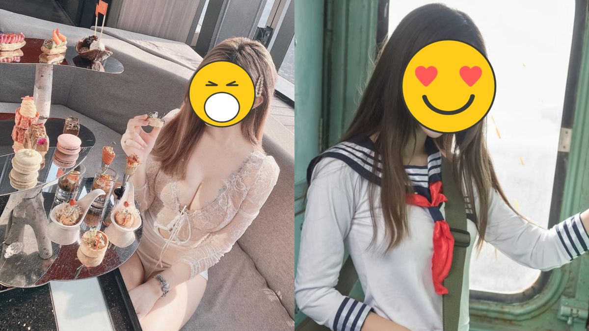 ▲網美喝下午茶穿搭太性感，本尊曝光。（圖／樂樂IG、臉書）