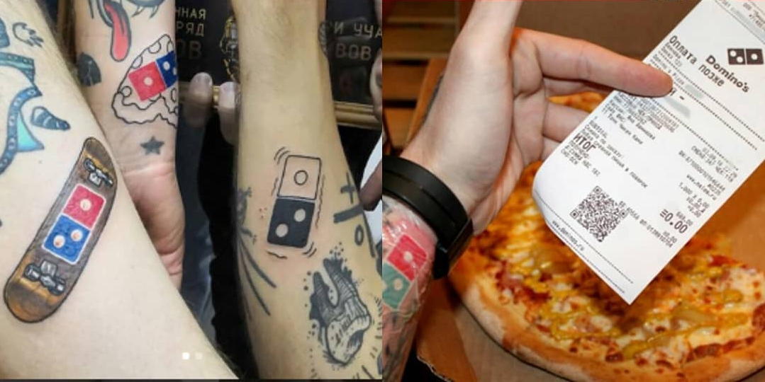 ▲俄羅斯也曾上演「鮭魚之亂」，把店家logo刺在身上就能免費吃披薩，一時掀起刺青潮。（圖／翻攝自@marya_tatoo_gallery的IG）