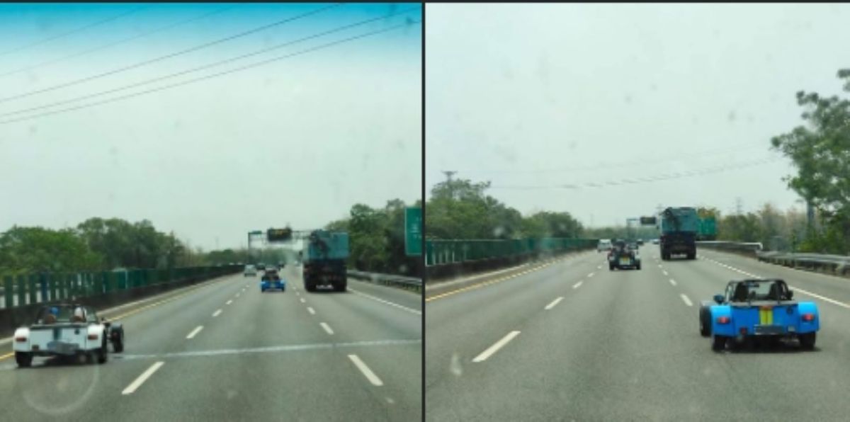 ▲今（20）日有駕駛在國道三號發現數台「跑跑卡丁車」經過，畫面曝光掀起網友熱議。（圖／翻攝自臉書社團《爆廢公社二館》）