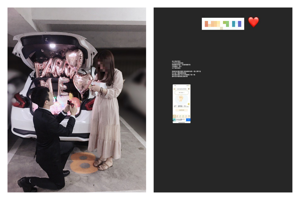 ▲羅妻今一早在Instagram限時動態PO文，分享一張「寶寶成長圖」，透露已經懷有身孕。（合成圖／翻攝自羅妻IG）