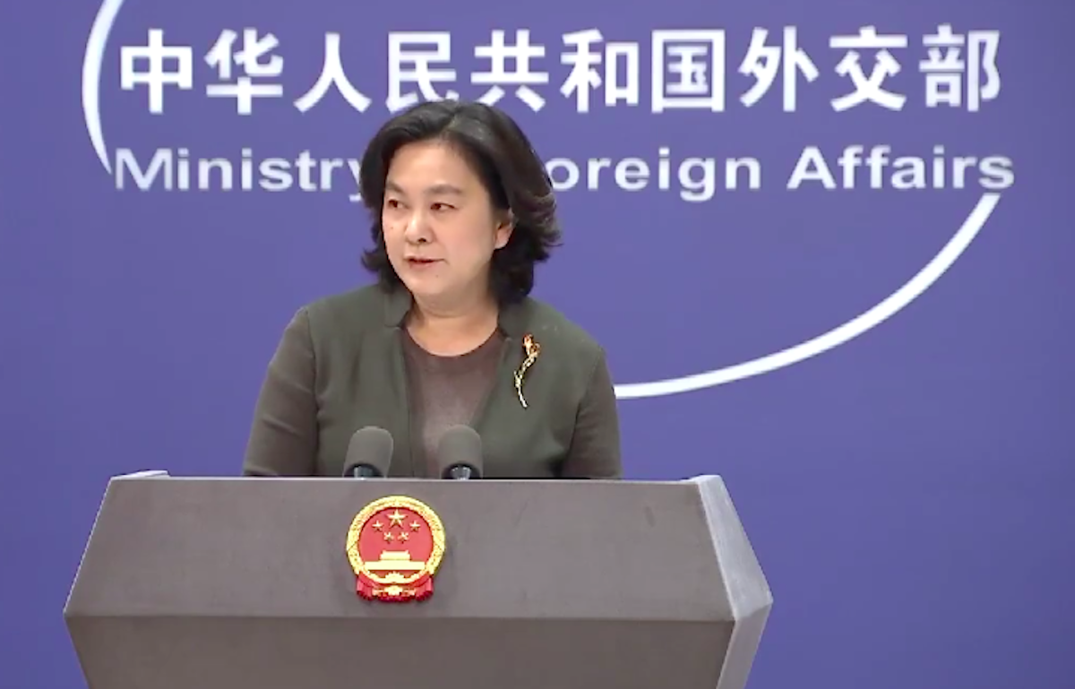 ▲中國外交部發言人華春瑩形容歐美各國就新疆議題制裁中國的行為，就如同「八國聯軍」。（圖／翻攝自影片）
