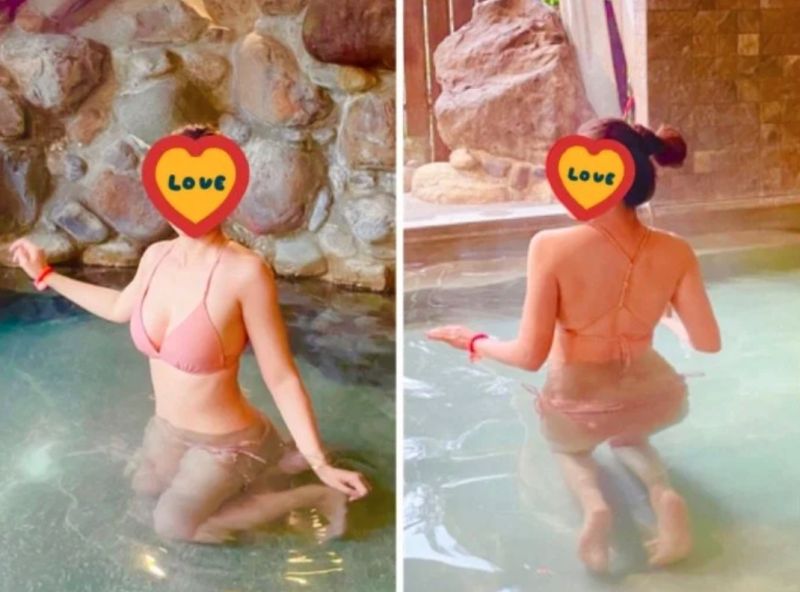 ▲原PO穿著這套比基尼和男友父母泡湯。（圖／翻攝自《Dcard》）