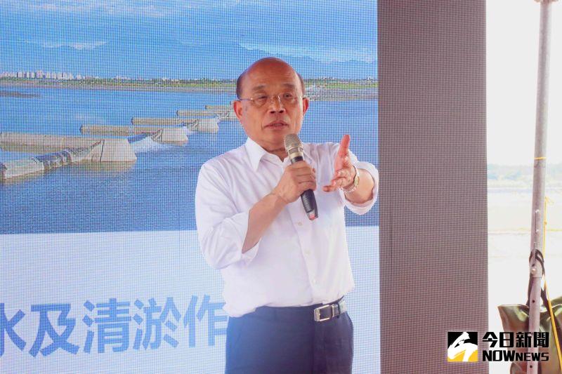▲行政院長蘇貞昌致詞時感謝水利署的同仁,這段時間以來真的「為『水』辛苦、為『水』忙」,連水利署賴建信署長都因此瘦了,頭髮也白了。(圖/記者鄭婷襄攝,2021.03.28)