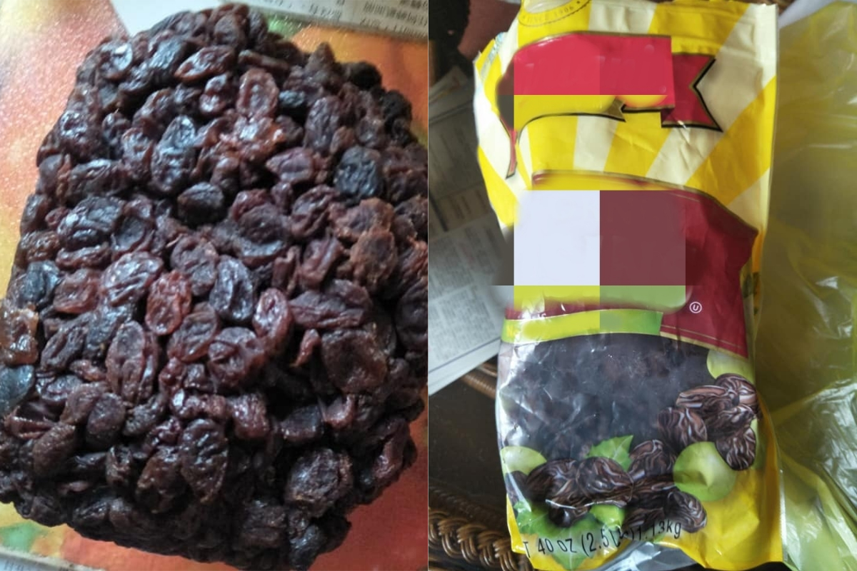 ▲有網友在好市多買了一袋葡萄乾，但打開來卻發現變成一塊「黑磚」。（圖／翻攝自《Costco好市多 商品經驗老實說》 ） 