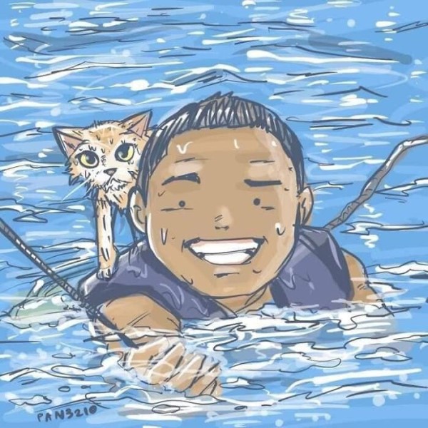 漁船海上祝融　軍官奮勇跳海救回4隻小貓：牠們也是生命！