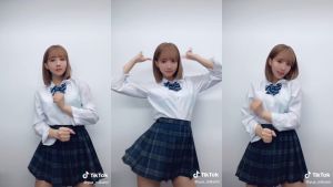 ▲▼三上悠亞穿制服跳手勢舞。(圖/三上悠亞抖音) ▲▼三上悠亞穿制服跳手勢舞。(圖/三上悠亞抖音)