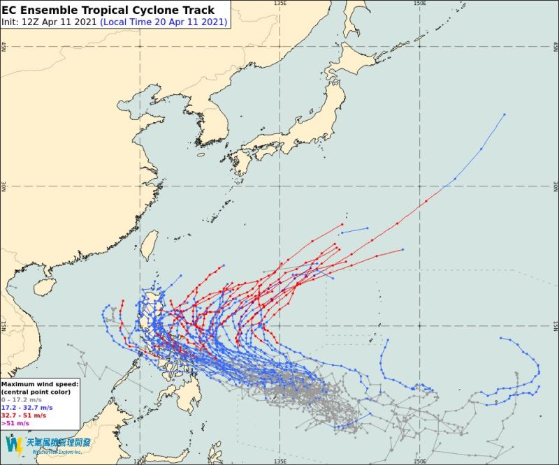 ▲彭啟明表示，目前在菲律賓東方的熱帶擾動94W，發展成颱風的機會及條件相當高，不過預測上仍以往北的機會較高，在太平洋高壓不強的情境下，很難會到台灣附近。（圖/翻攝彭啟明臉書）