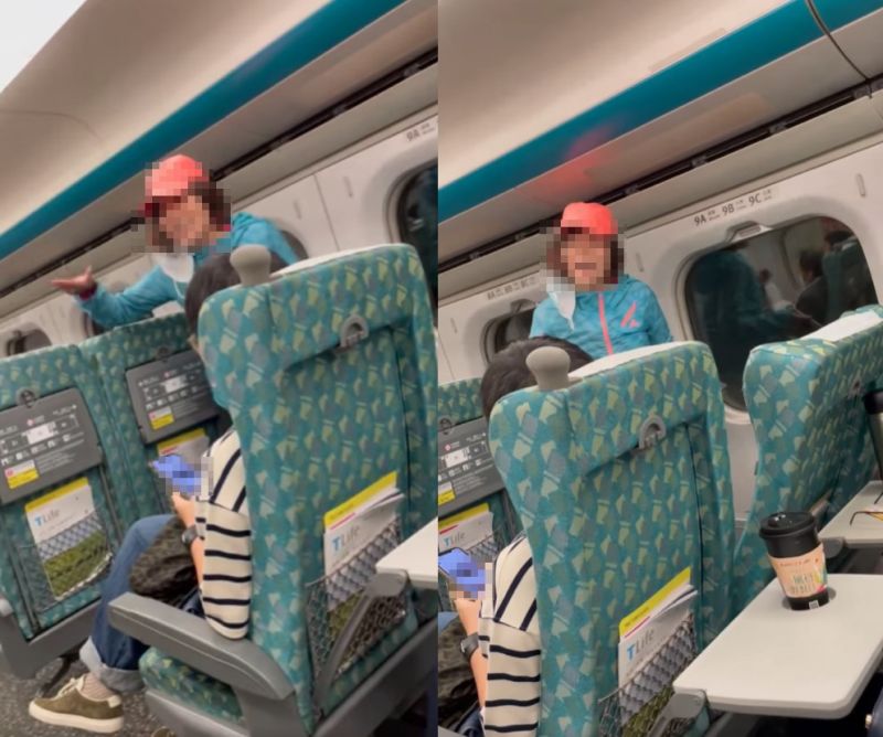 ▲高鐵上一名大媽大聲講電話不聽勸,竟還對其他乘客破口大罵。(圖/翻攝自《爆料公社公開版》)